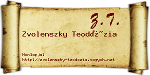 Zvolenszky Teodózia névjegykártya